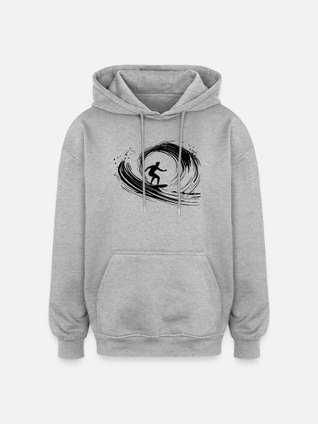 Surfing Art Surfer Illustration - Oversized Unisex Hoodie - heather grey