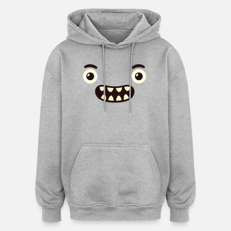 Visage de monstre - Sweat à capuche oversize unisexe - gris chiné