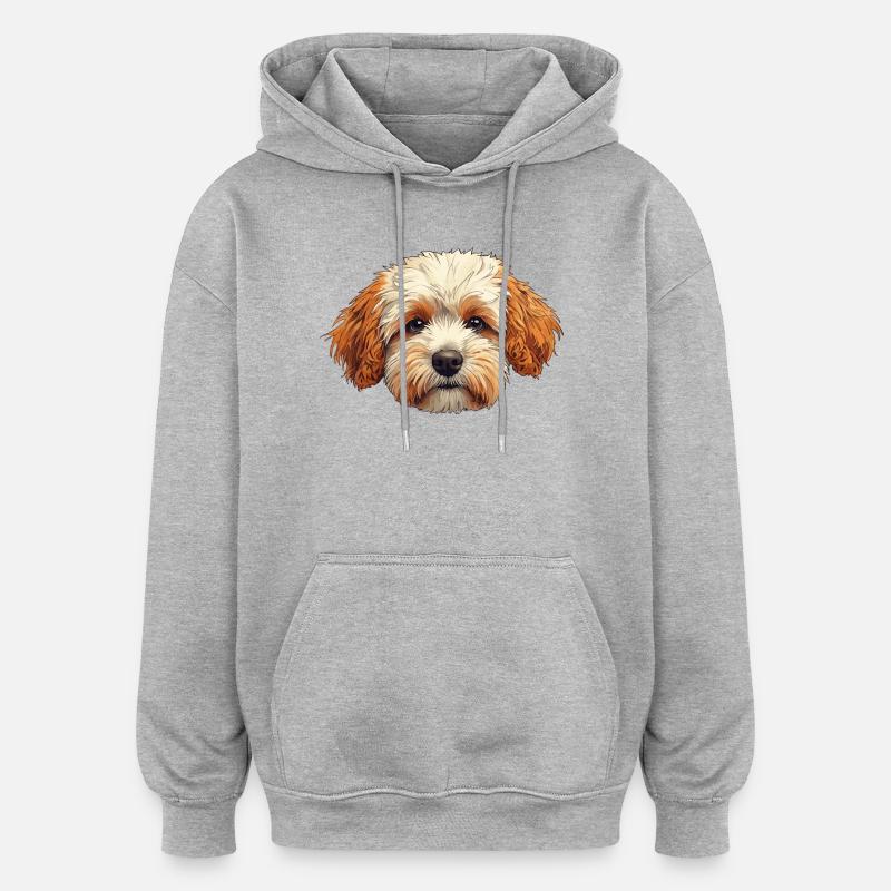 chien - Sweat à capuche oversize unisexe - gris chiné