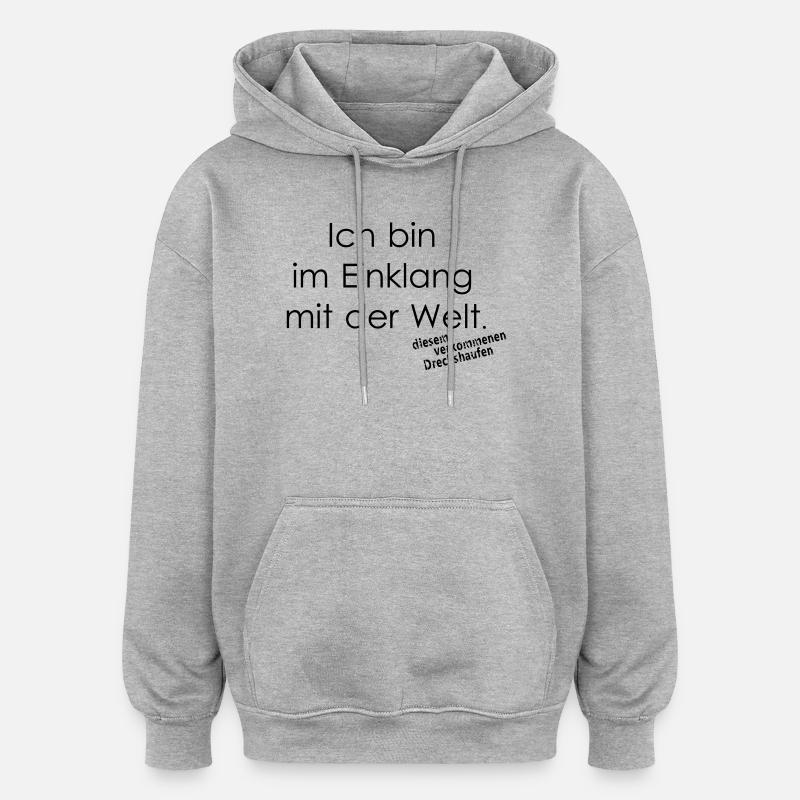 Einklang mit der Welt - Oversized Unisex Hoodie - Grau meliert