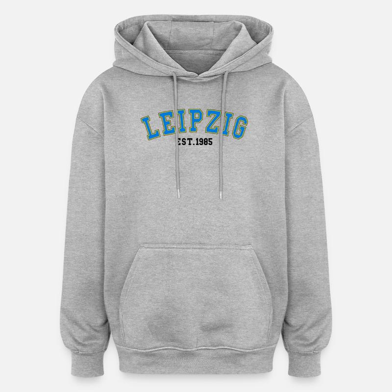Leipzig Est. 1985 - Sweat à capuche oversize unisexe - gris chiné