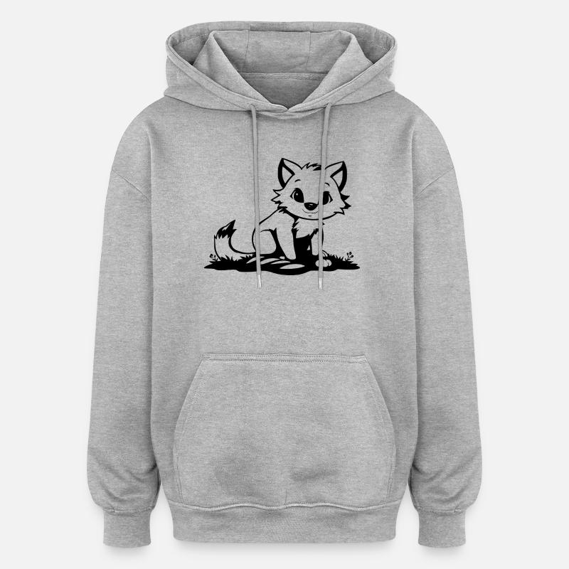 Fuchs - Oversized Unisex Hoodie - Grau meliert