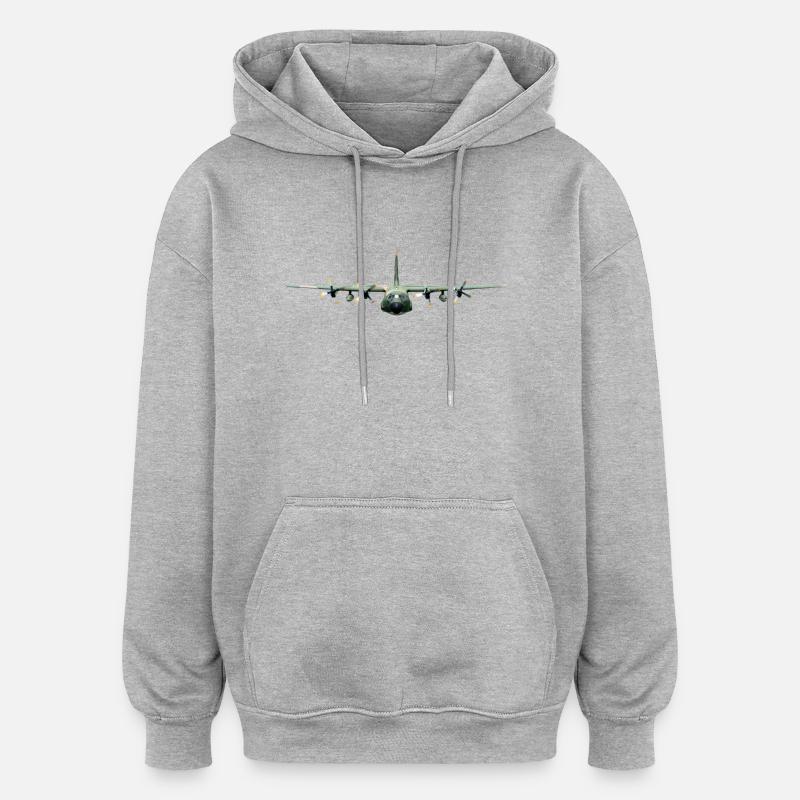 Conception d’avions militaires frontaux - Sweat à capuche oversize unisexe - gris chiné