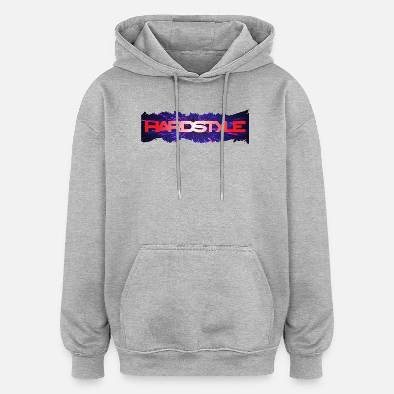 Hardstyle Neon Burst Logo - Sweat à capuche oversize unisexe - gris chiné