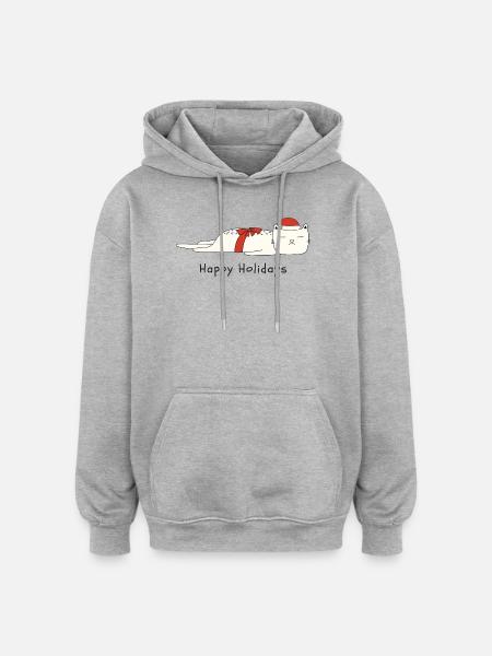 Funny cat Christmas - Oversized Unisex Hoodie - heather grey