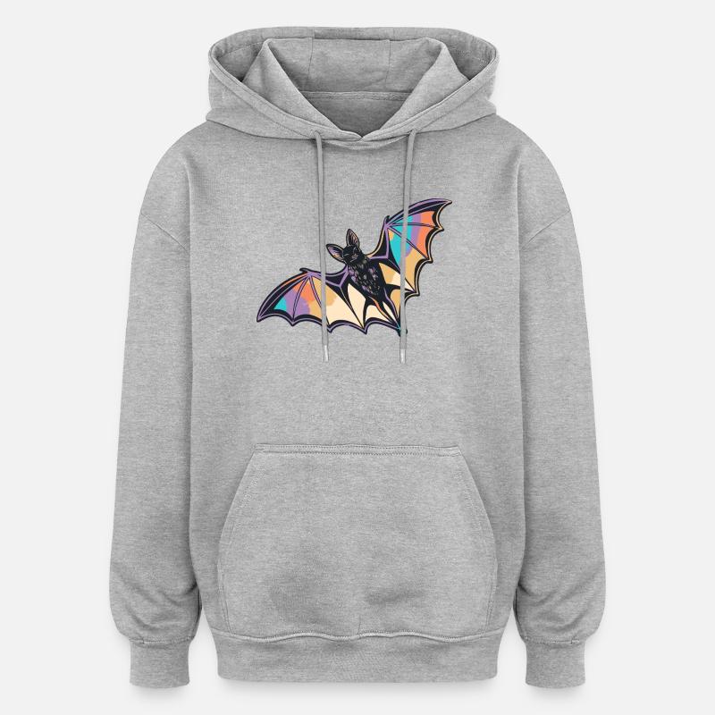 Chauvesouris arc en ciel stylisee - Sweat à capuche oversize unisexe - gris chiné