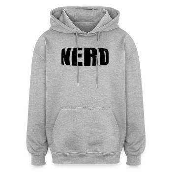 Nerd - Sweat à capuche oversize unisexe - gris chiné - Devant - Noah (186cm)