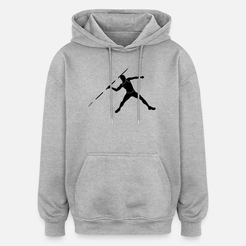 Speerwerfer - Oversized Unisex Hoodie - Grau meliert