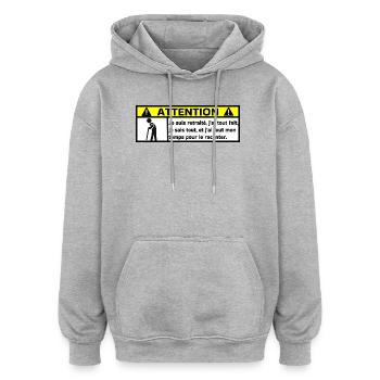 Retraité  - Sweat à capuche oversize unisexe - gris chiné - Devant - Noah (186cm)
