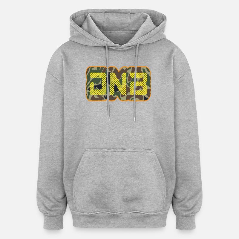 DNB Camo Glyphes Néon - Sweat à capuche oversize unisexe - gris chiné