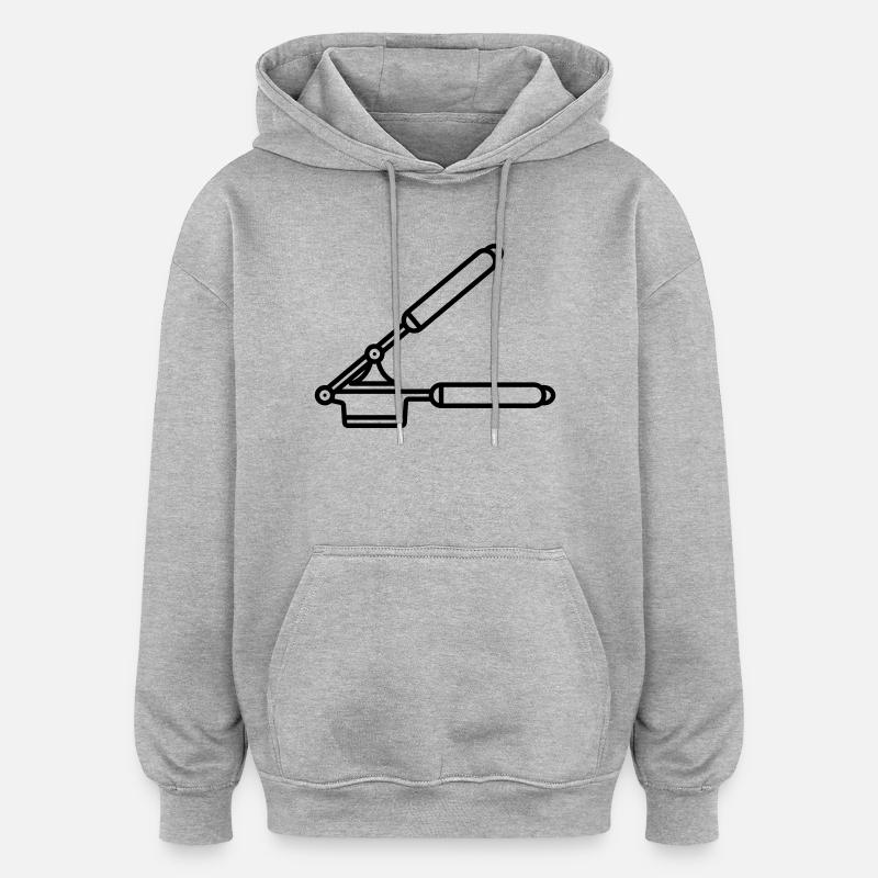  Knoblauch Presse oder Spätzle Presse - Oversized Unisex Hoodie - Grau meliert