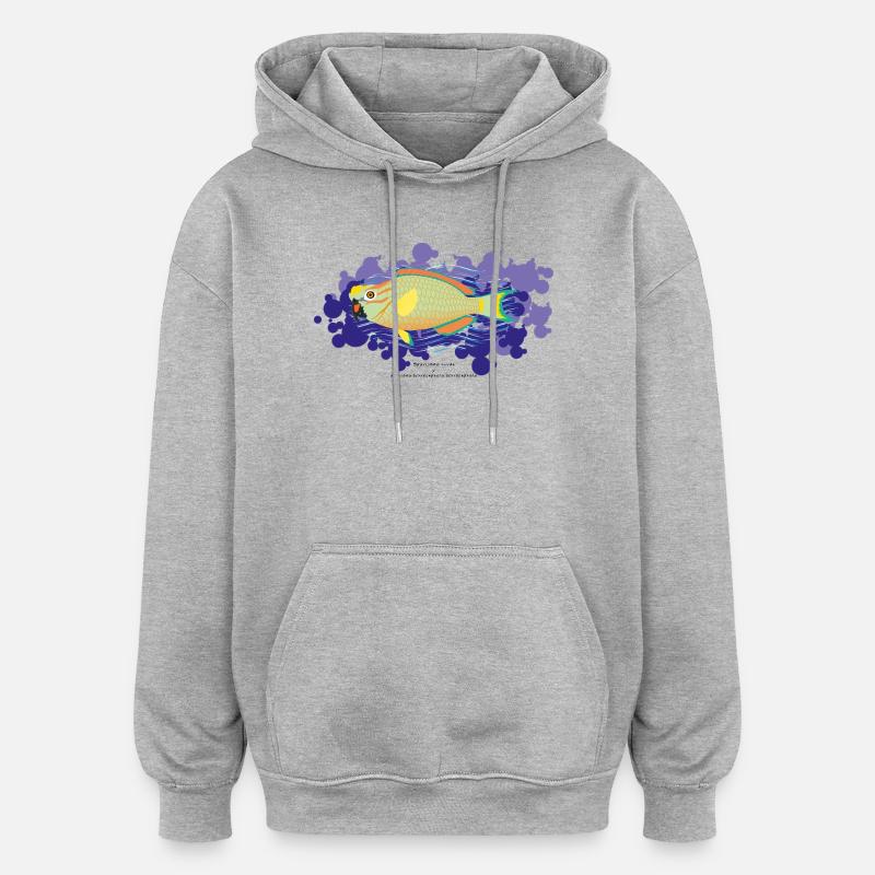 Poisson-perroquet / Hybride - Sweat à capuche oversize unisexe - gris chiné