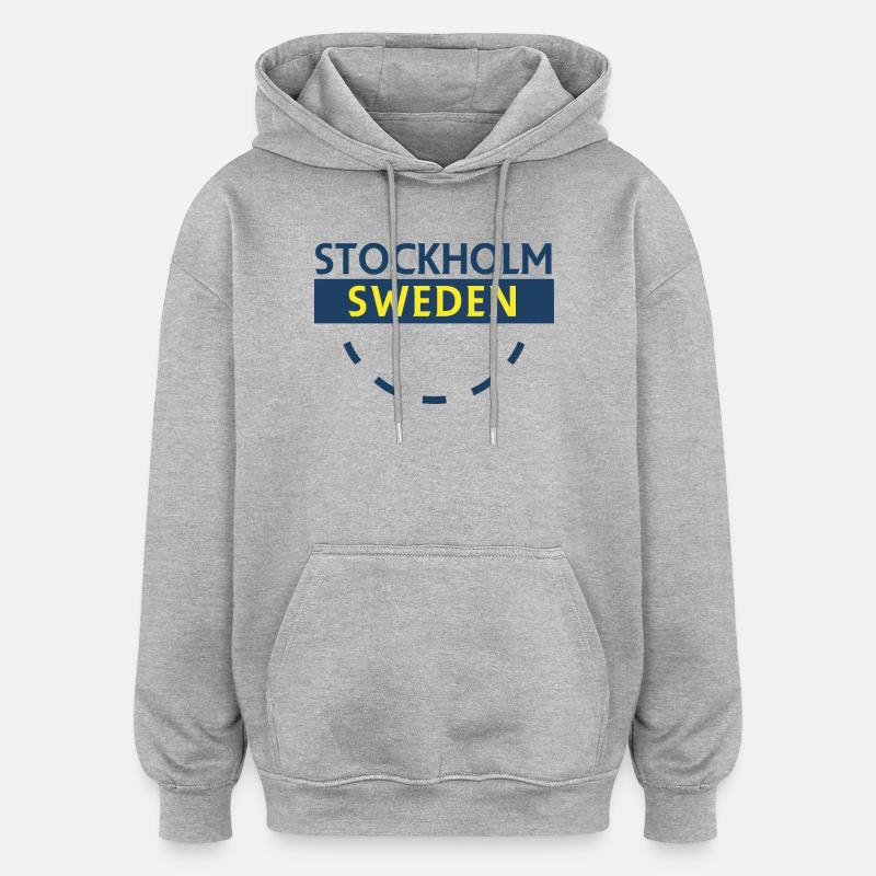 Stockholm Suède Texte en gras - Sweat à capuche oversize unisexe - gris chiné