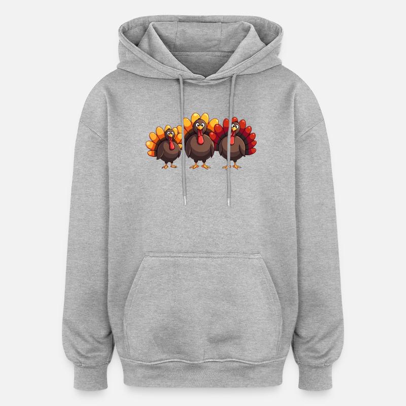 Bébé dinde de Thanksgiving - Sweat à capuche oversize unisexe - gris chiné