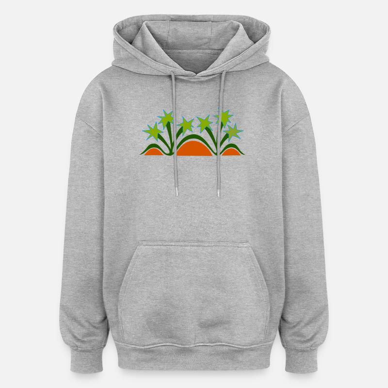 Palmiers et dunes par Cean - Sweat à capuche oversize unisexe - gris chiné