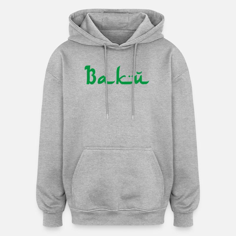 Bakou, Azerbaïdjan - Sweat à capuche oversize unisexe - gris chiné