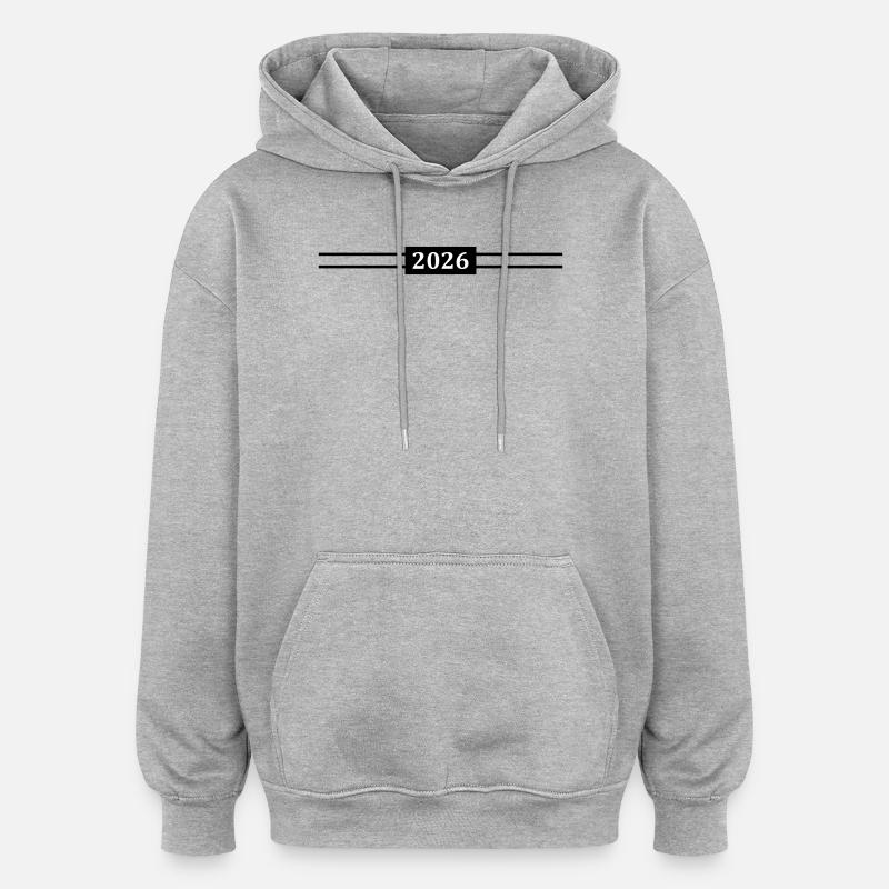 Année 2026 - Sweat à capuche oversize unisexe - gris chiné