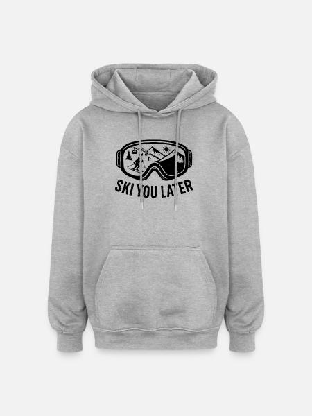 Ski You Later – Grappig après-ski gezegde - Oversized uniseks hoodie - grijs gemêleerd