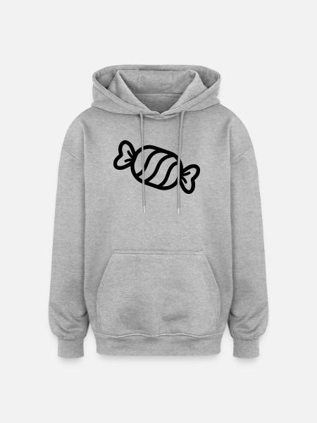 Bonbon - Sweat à capuche oversize unisexe - gris chiné