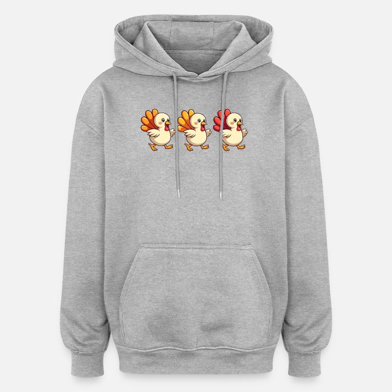 Bébé dinde de Thanksgiving - Sweat à capuche oversize unisexe - gris chiné