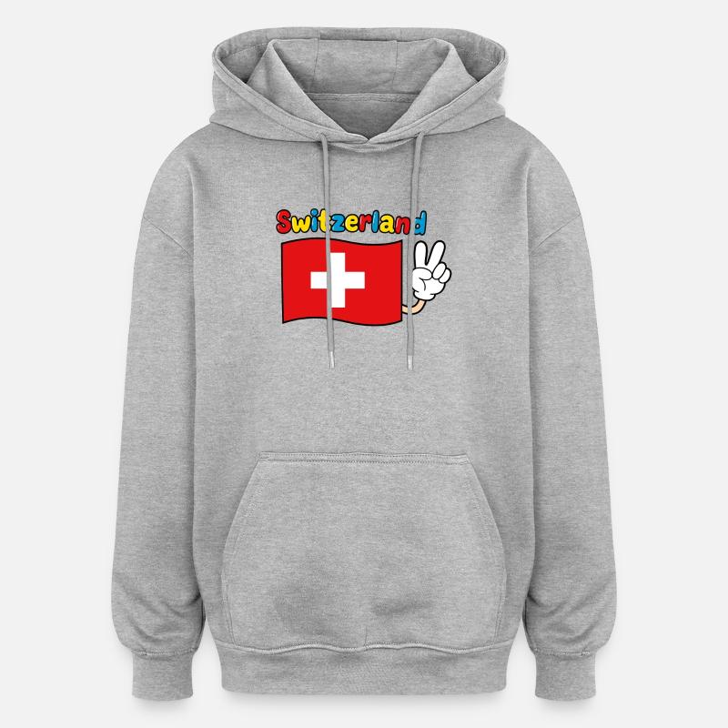 Drapeau suisse - Sweat à capuche oversize unisexe - gris chiné