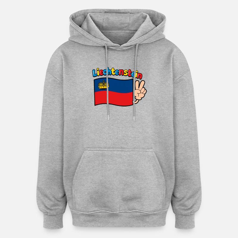 Drapeau du Liechtenstein - Sweat à capuche oversize unisexe - gris chiné