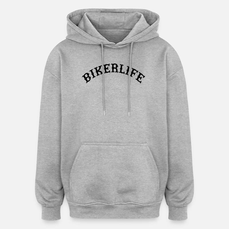 BikerLife - Sweat à capuche oversize unisexe - gris chiné