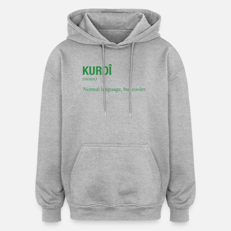 Langue kurde Kurdistan - Sweat à capuche oversize unisexe - gris chiné