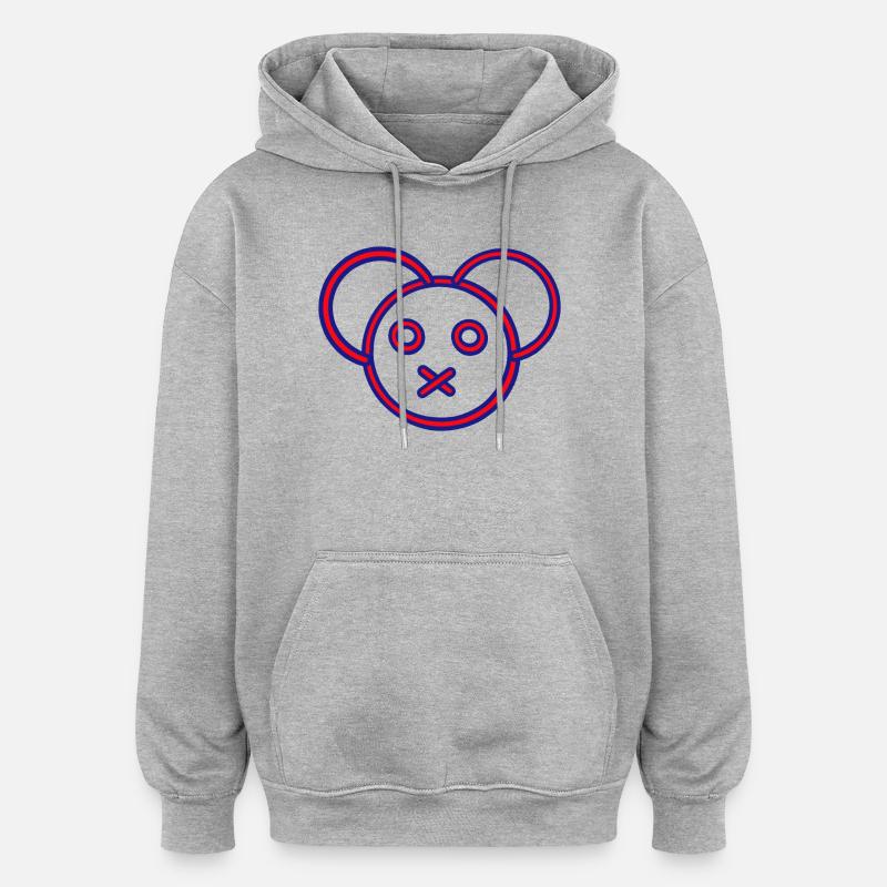 Neon Bärenkopf X-Mund - Oversized Unisex Hoodie - Grau meliert