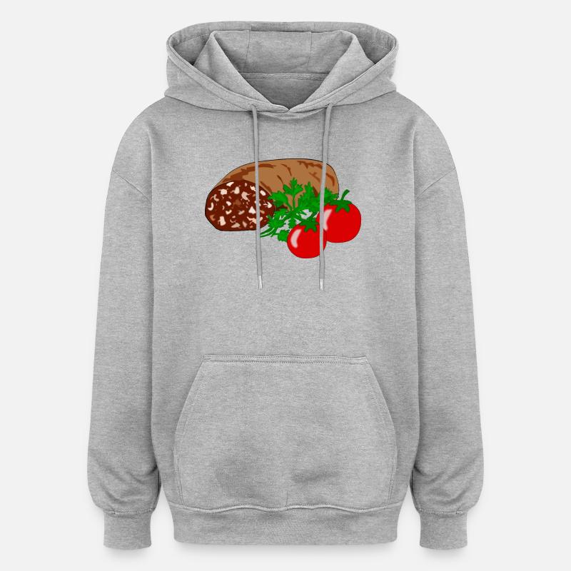 Boudin noir à la tomate - Sweat à capuche oversize unisexe - gris chiné