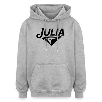 Julia - Conception du nom - Sweat à capuche oversize unisexe - gris chiné - Devant - Noah (186cm)