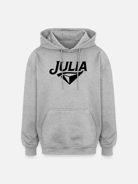 Julia - Conception du nom - Sweat à capuche oversize unisexe - gris chiné