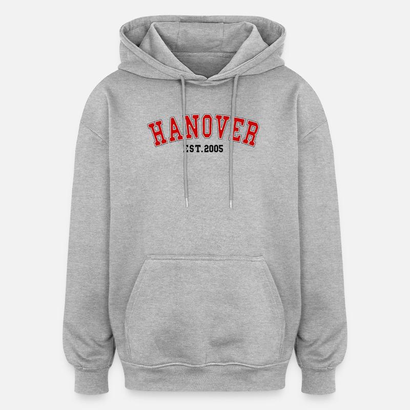 Hanovre Est. 2005 - Sweat à capuche oversize unisexe - gris chiné
