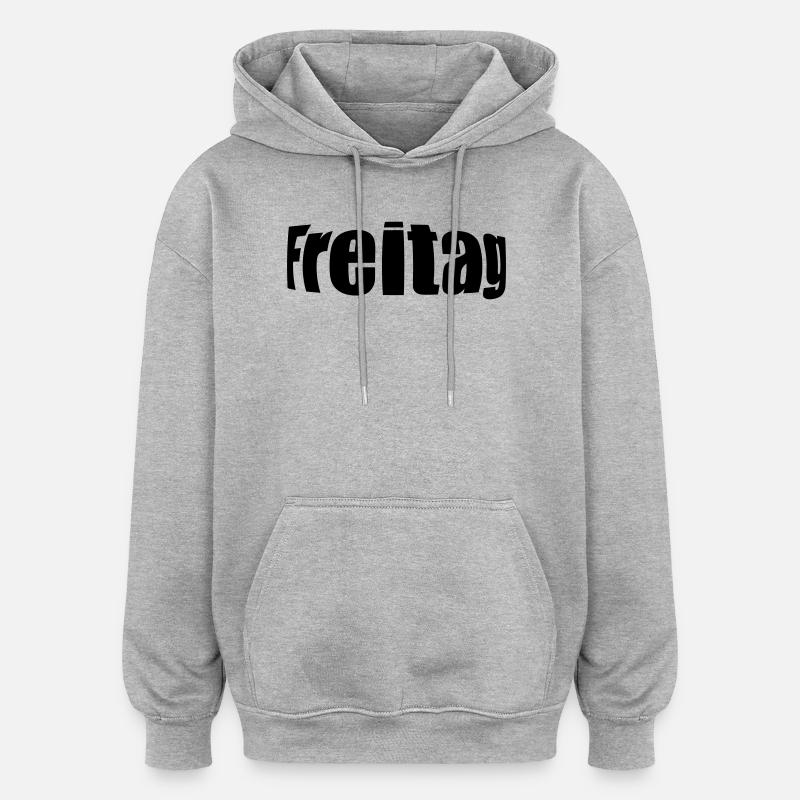 Vendredi - Sweat à capuche oversize unisexe - gris chiné