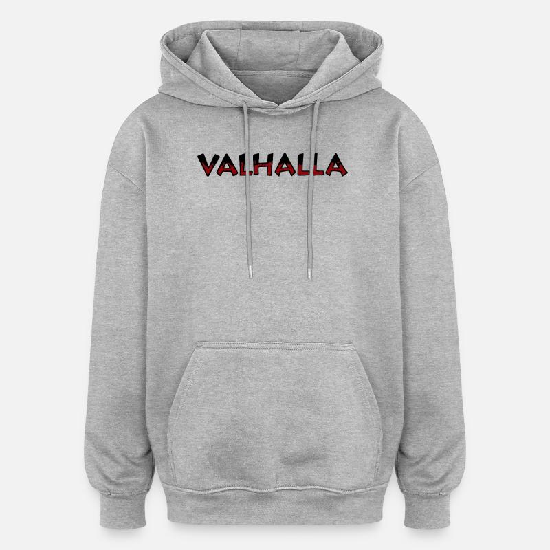 Valhalla Rune Rouge et Noir - Sweat à capuche oversize unisexe - gris chiné