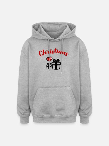 Noël - Sweat à capuche oversize unisexe - gris chiné