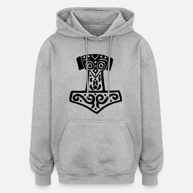 Marteau de Thor (noir) - Sweat à capuche oversize unisexe - gris chiné