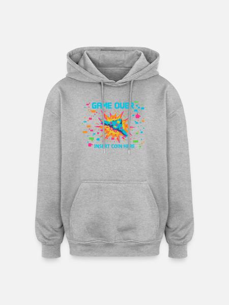 Game Over Neon Arcade Game - Oversized Unisex Hoodie - heather grey