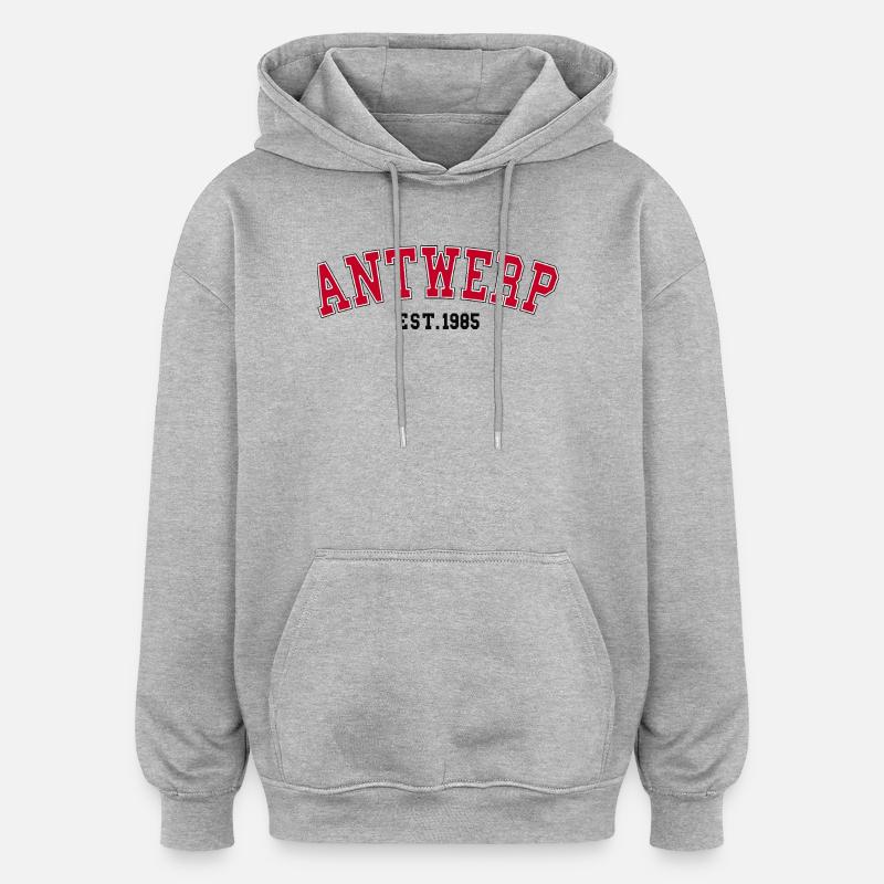 Anvers Est. 1985 - Sweat à capuche oversize unisexe - gris chiné