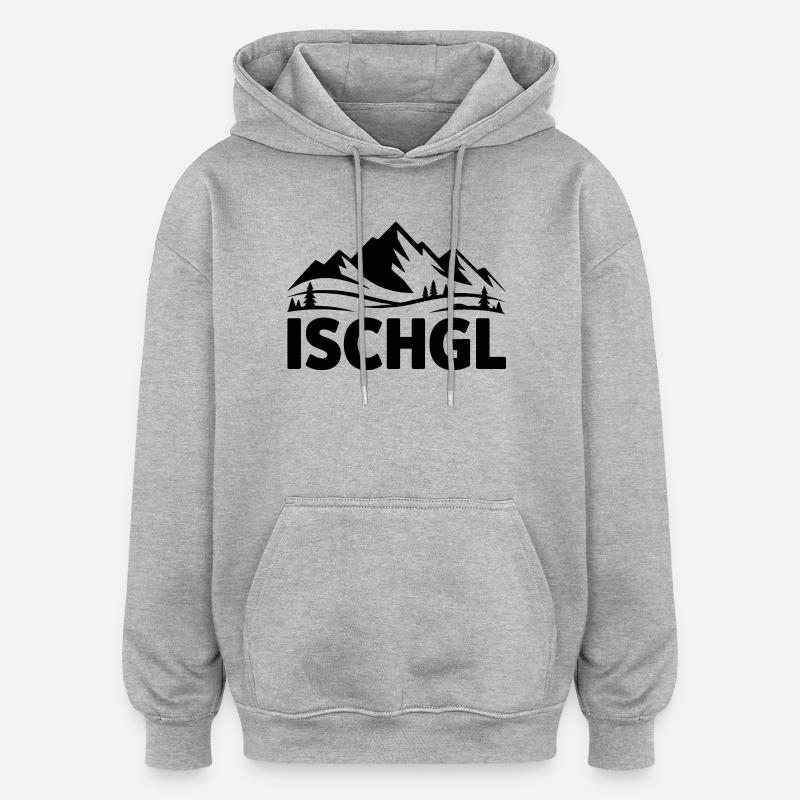 Ischgl - Création de souvenirs - Sweat à capuche oversize unisexe - gris chiné