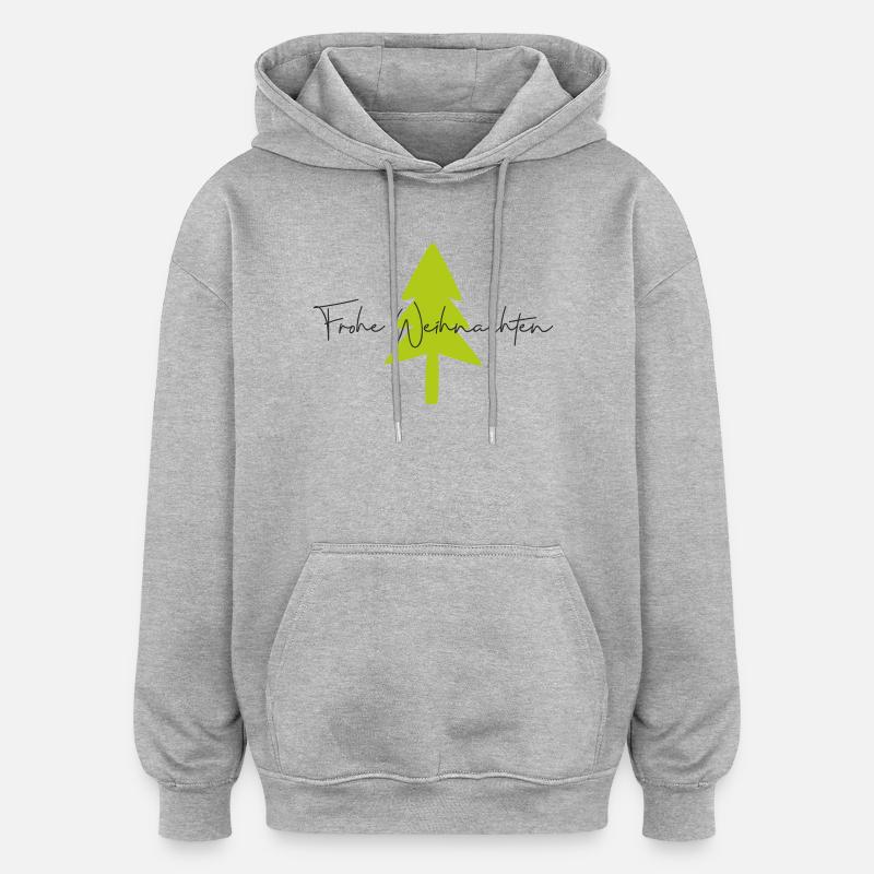 Lettrage d’arbre de Noël vert brillant - Sweat à capuche oversize unisexe - gris chiné
