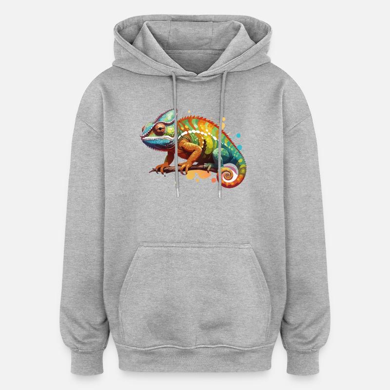 Cham_2 - Sweat à capuche oversize unisexe - gris chiné