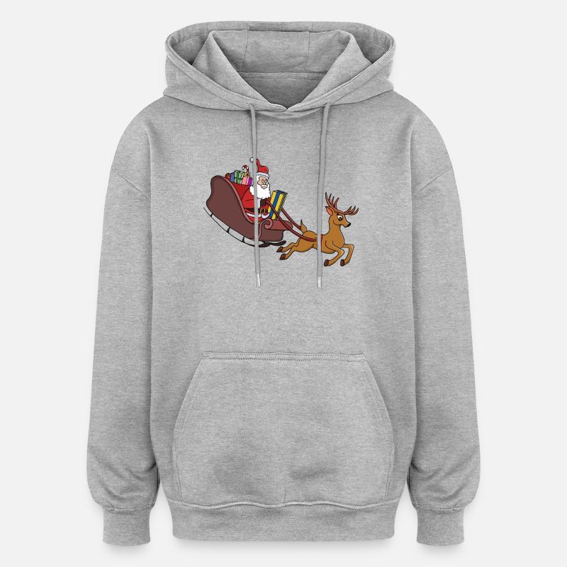 Santa Sleigh Dash and Reindeer Run - Oversized Unisex Hoodie - heather grey