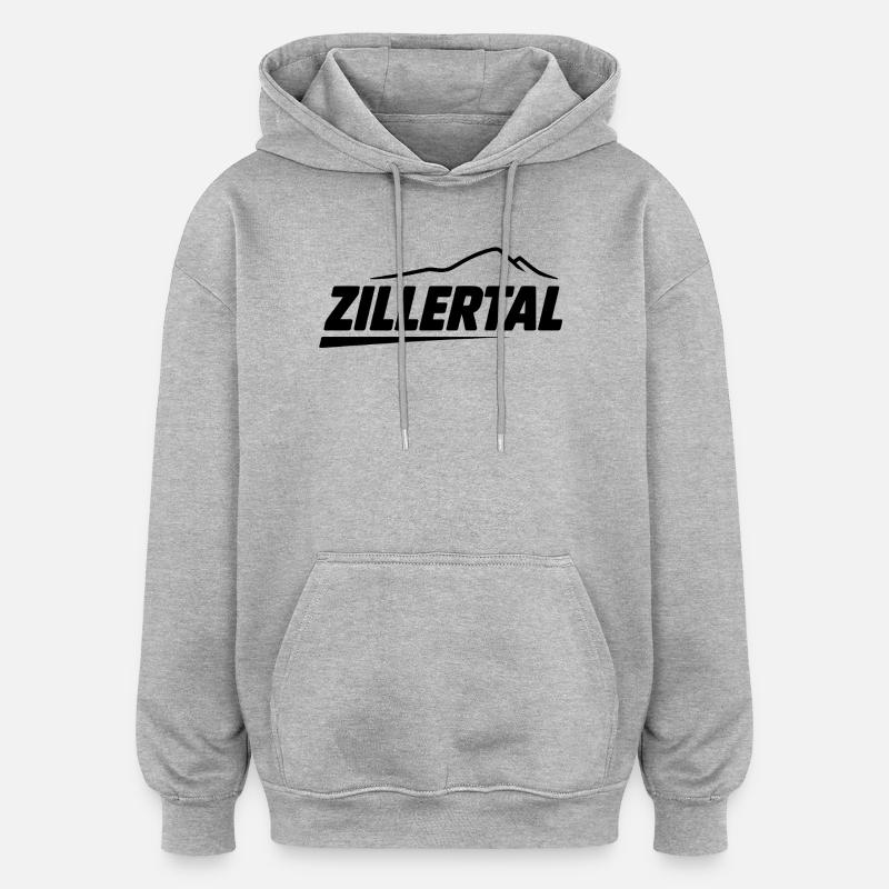 Zillertal - Souvenir Design - Sweat à capuche oversize unisexe - gris chiné