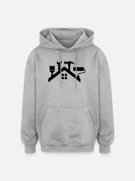 Hjem & Håndværk Logo – Hammer Brush Malerrulle - Oversize unisex hoodie - grå meleret