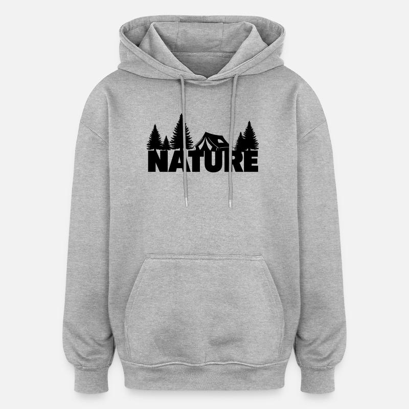 Nature - Sweat à capuche oversize unisexe - gris chiné