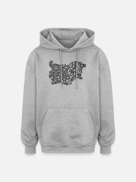 Bulgaria Black Sea Pink Mandala Card - Oversized Unisex Hoodie - heather grey