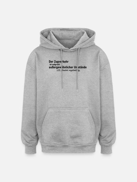 Zugverkehr_regelmaessig - Oversized Unisex Hoodie - Grau meliert