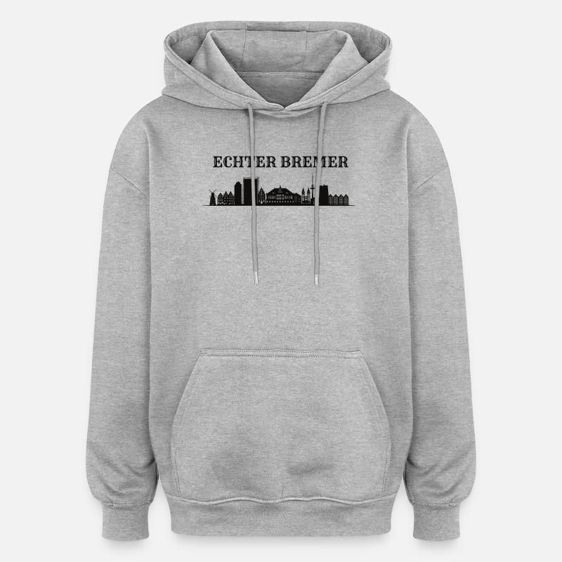 Echter Bremer Skyline Silhouette - Oversized Unisex Hoodie - Grau meliert