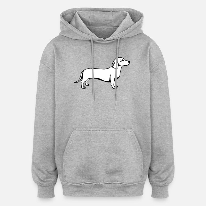 T-shirt chien teckel cadeau - Sweat à capuche oversize unisexe - gris chiné